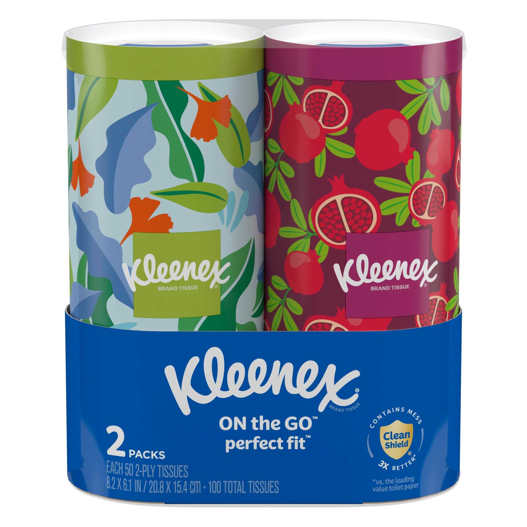 Kleenex Perfect Fit Facial Tissues, 2 Canister Boxes, 50 Tissues per Box, 2-Ply