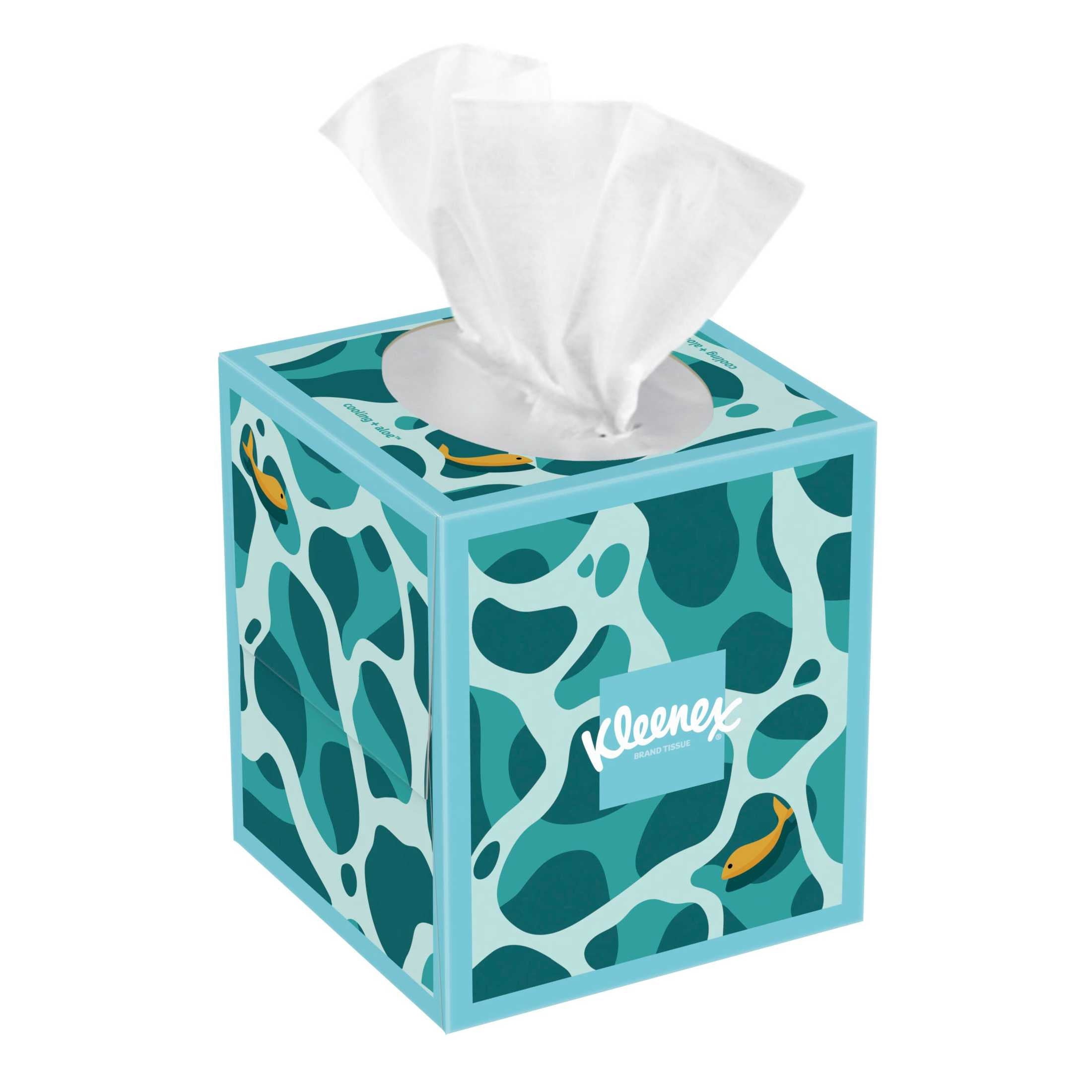 Kleenex Cooling + Aloe 2-Ply Cube Box Facial Tissues, 4 Pack (200 Total Tissues)