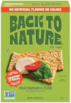 Back to Nature Multigrain Flatbread Crackers, Non-GMO, Plant-Based Snack Cracker, Made with Wheat Flour & Whole Grains, Snack Happy, 5oz Box