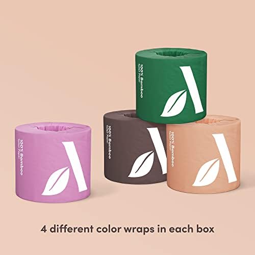 3-ply Bamboo Toilet Paper, Unscented, 12 Rolls, 350 Sheets per roll, Total 4200 Sheets, Plastic-Free