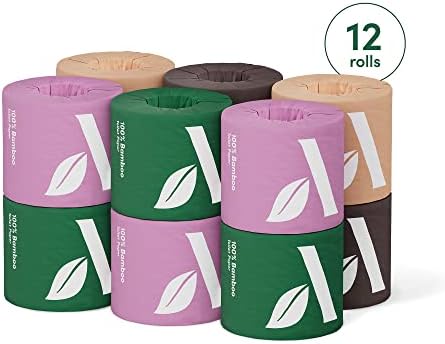 3-ply Bamboo Toilet Paper, Unscented, 12 Rolls, 350 Sheets per roll, Total 4200 Sheets, Plastic-Free