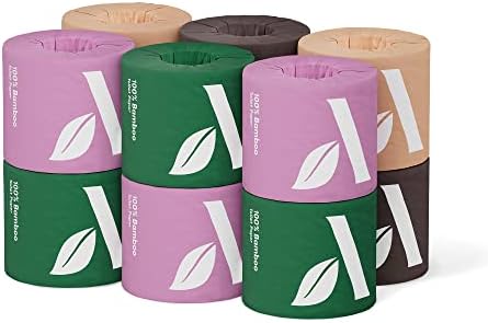 3-ply Bamboo Toilet Paper, Unscented, 12 Rolls, 350 Sheets per roll, Total 4200 Sheets, Plastic-Free