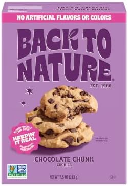 Back to Nature Chocolate Chunk Cookies, Plant-Based, Non-GMO, Made with Wheat Flour, Snack Happy, 7.5 oz Box