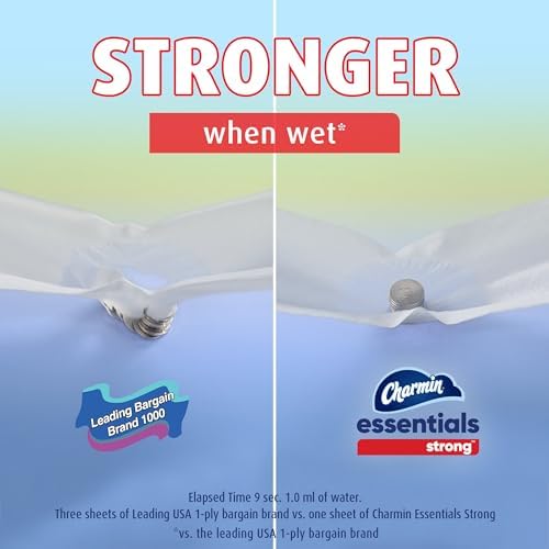 Charmin Essentials Strong Toilet Paper 6 Mega Rolls, 429 sheets per roll