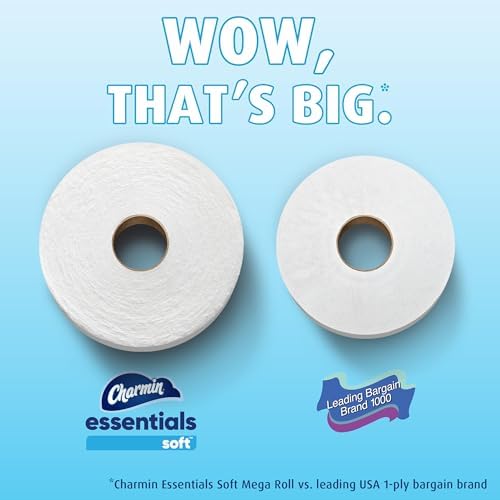 Charmin Essentials Soft Toilet Paper 6 Mega Rolls, 330 sheets per roll