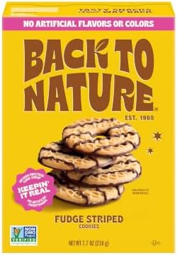 Back to Nature Fudge Striped Cookies Chocolate, Plant Based Snack 1pk