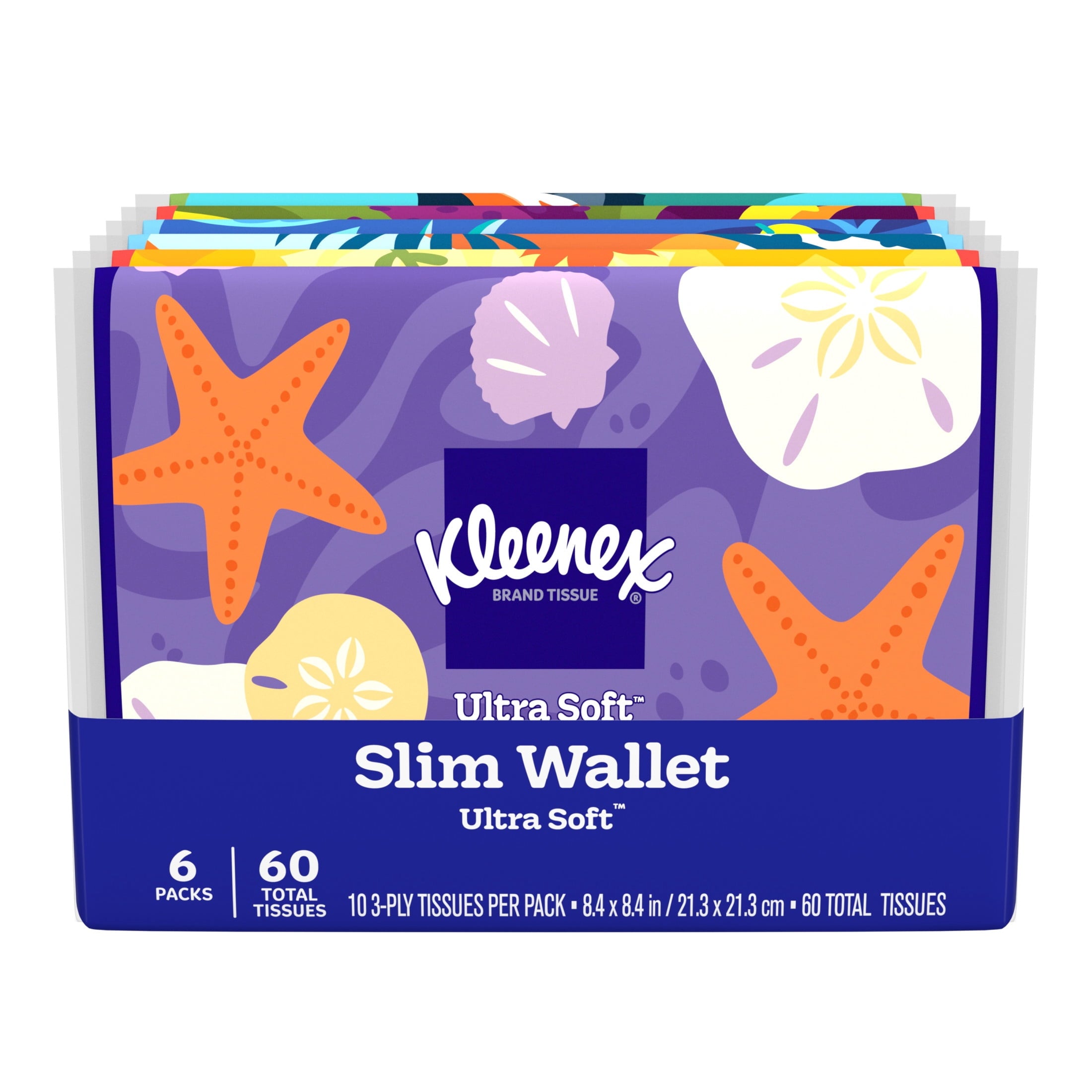 Kleenex Slim Wallet 3-Ply Facial Tissues, 6 Pack (60 Total Tissues)