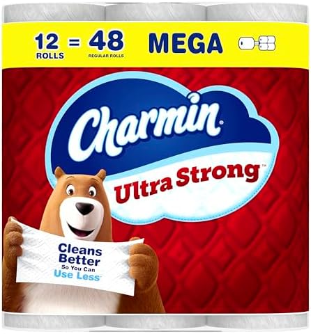 Charmin Toilet Paper Ultra Strong, 12 Mega Rolls = 48 Regular Rolls, 2-ply Bath Tissue