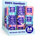 Bim Bam Boo 100% Bamboo Organic Chemical-Free Bulk Toilet Paper, Cloud-like Softness, Plant-Based Sustainable Tree-Free Bathroom Tissue, 24 Eco-Friendly Rolls, 2 Ply, 295 Sheets for RV and Camping
