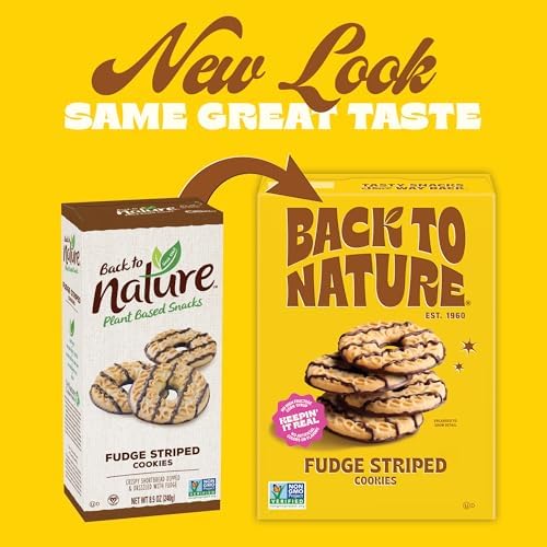 Back to Nature Fudge Striped Cookies Chocolate, Plant Based Snack 1pk