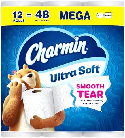 Charmin Ultra Soft Toilet Paper, 12 Mega Rolls = 24 Regular Rolls, 2-ply Bath Tissue