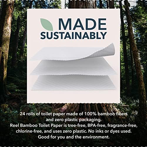 Reel Premium 3-Ply Bamboo Toilet Paper - 24 Rolls, 300 Sheets per Roll