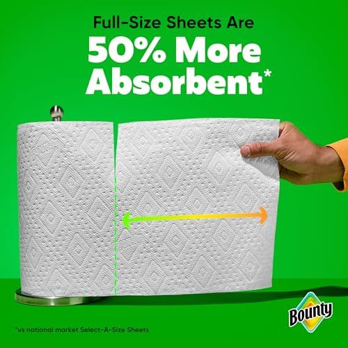 Bounty Full Sheet Paper Towels, White, 2 Triple Rolls = 6 Regular Rolls (Packaging May Vary)