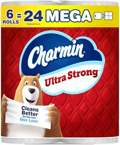 Charmin Ultra Strong Toilet Paper, 6 Mega = 24 Regular Rolls, 2-Ply, White