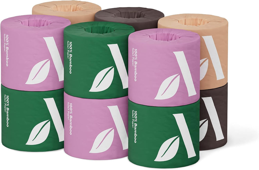 3-ply Bamboo Toilet Paper, Unscented, 12 Rolls, 350 Sheets per roll, Total 4200 Sheets, Plastic-Free