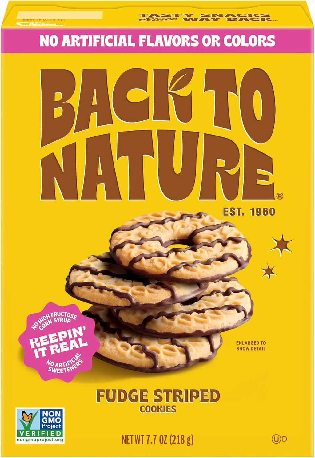Back to Nature Fudge Striped Cookies Chocolate, Plant Based Snack 1pk