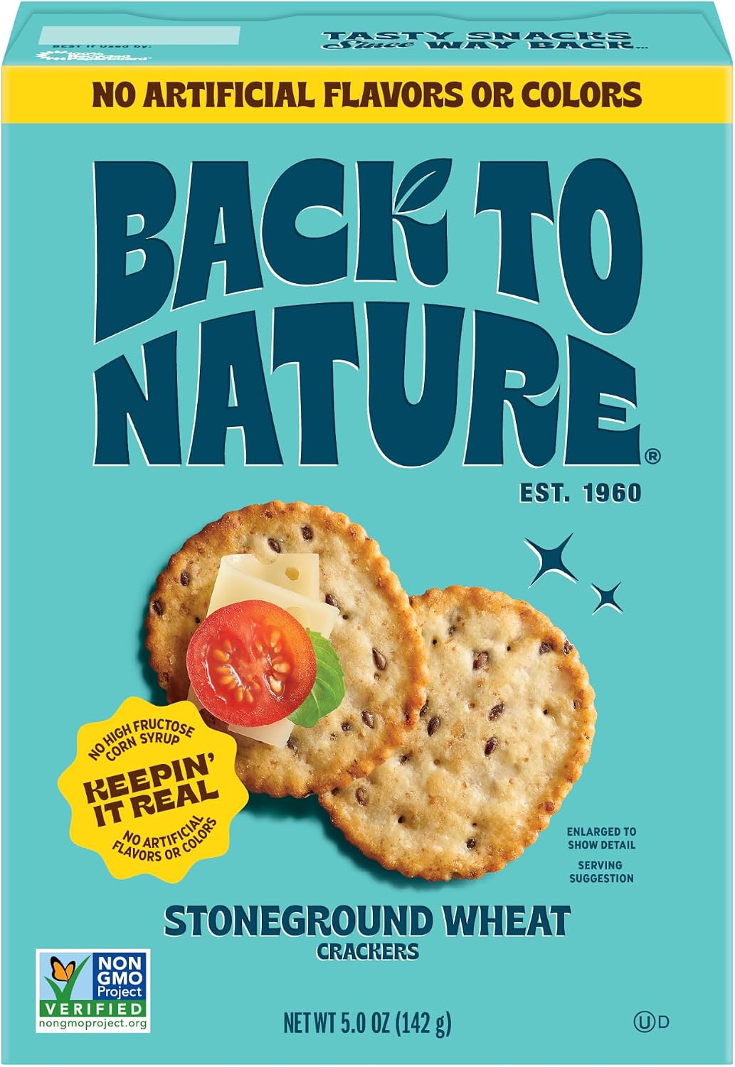 Back to Nature Original Stoneground Wheat Crackers, Plant Based Snack, 1pk