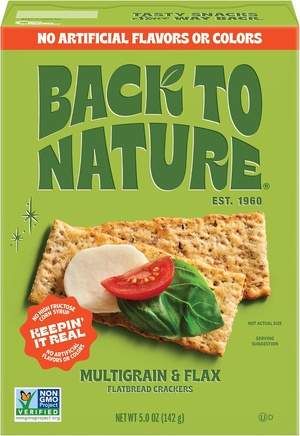 Back to Nature Multigrain Flatbread Crackers, Non-GMO, Plant-Based Snack Cracker, Made with Wheat Flour & Whole Grains, Snack Happy, 5oz Box