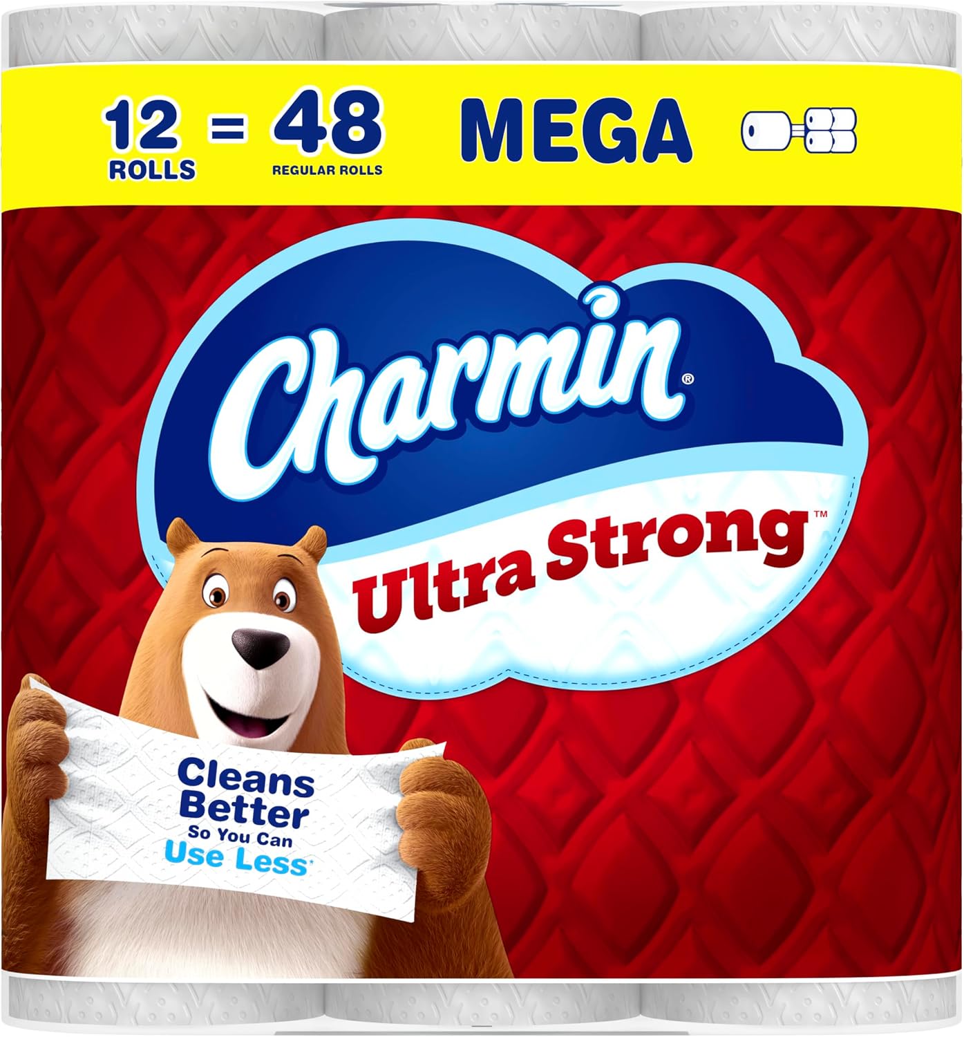 Charmin Toilet Paper Ultra Strong, 12 Mega Rolls = 48 Regular Rolls, 2-ply Bath Tissue
