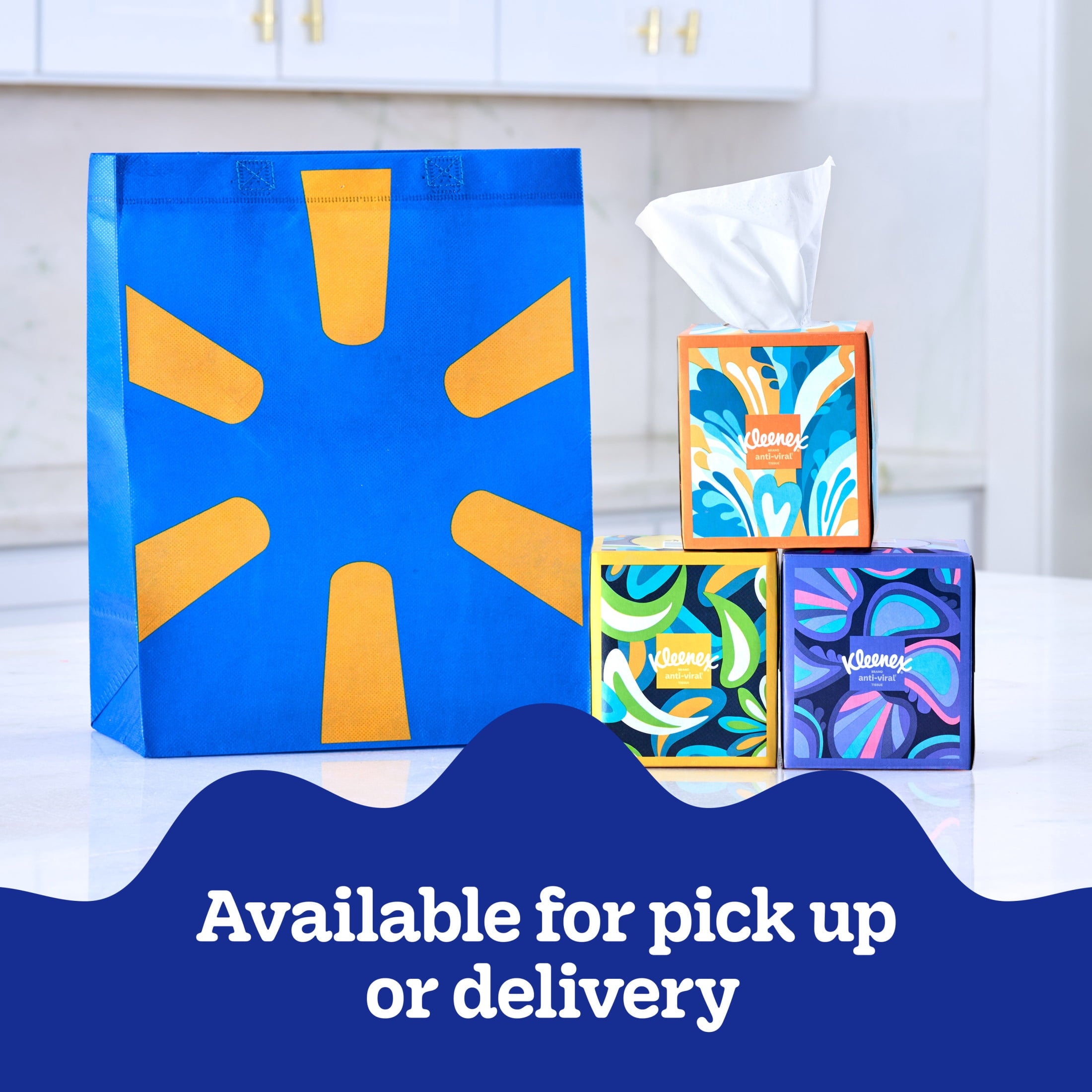 Kleenex Anti-Viral 3-Ply Facial Tissues Cube Box, 4 Pack, 220 Total Tissues