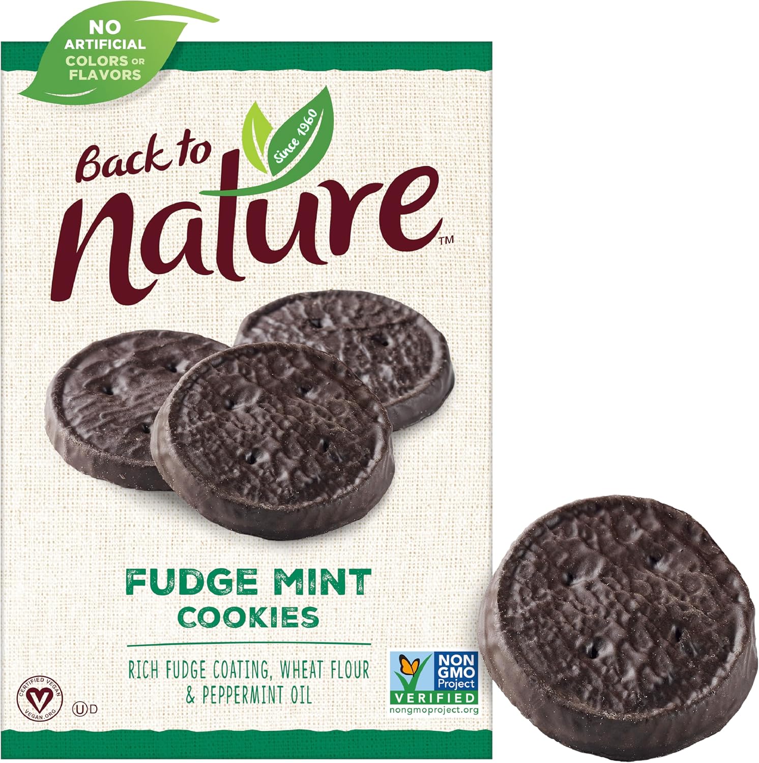 Back to Nature Fudge Mint Cookies - Vegan, Non-GMO, Made with Wheat Flour, Delicious & Quality Snacks, 6.4 Ounce