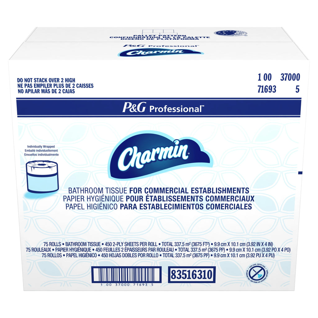 Commercial Bathroom Tissue Septic Safe, 2-Ply, White, 450 Sheets/Roll, 75/Carton