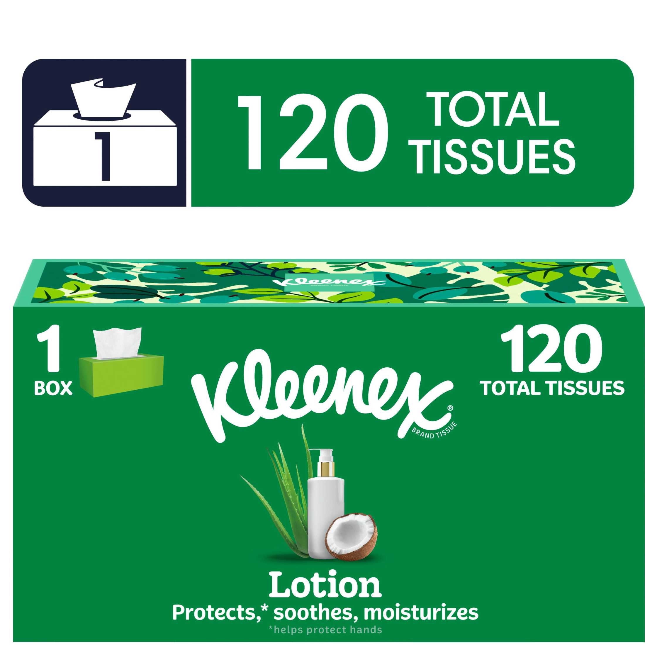 Kleenex Lotion Facial Tissues with Coconut Oil and Aloe, 3-Ply, 120 Count