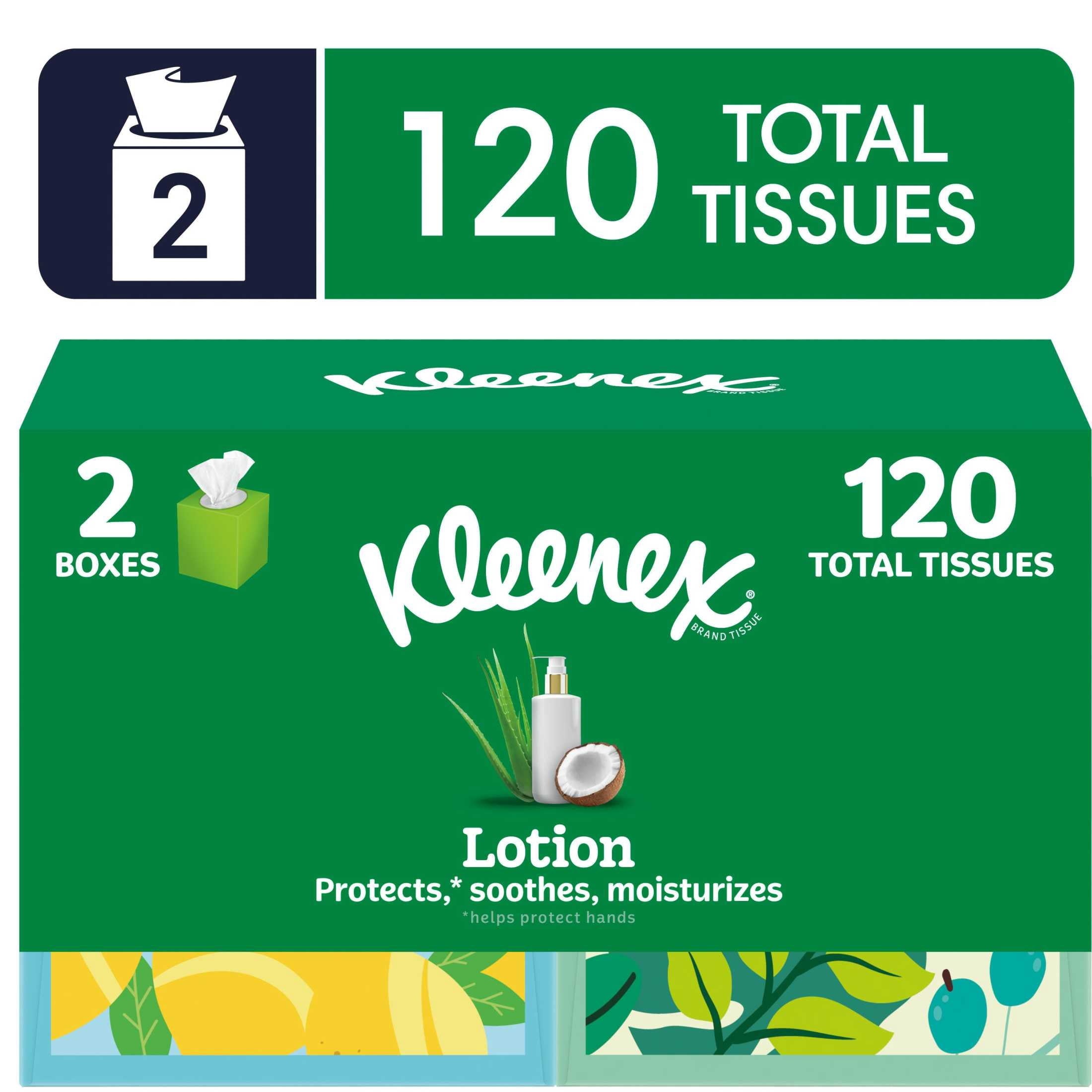 Kleenex Lotion Facial Tissues with Coconut Oil and Aloe, 3-Ply, 4 Pack, 240 Tissues