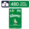 Kleenex Lotion with Coconut Oil and Aloe 3-Ply Facial Tissues, 4 Pack, 480 Tissues