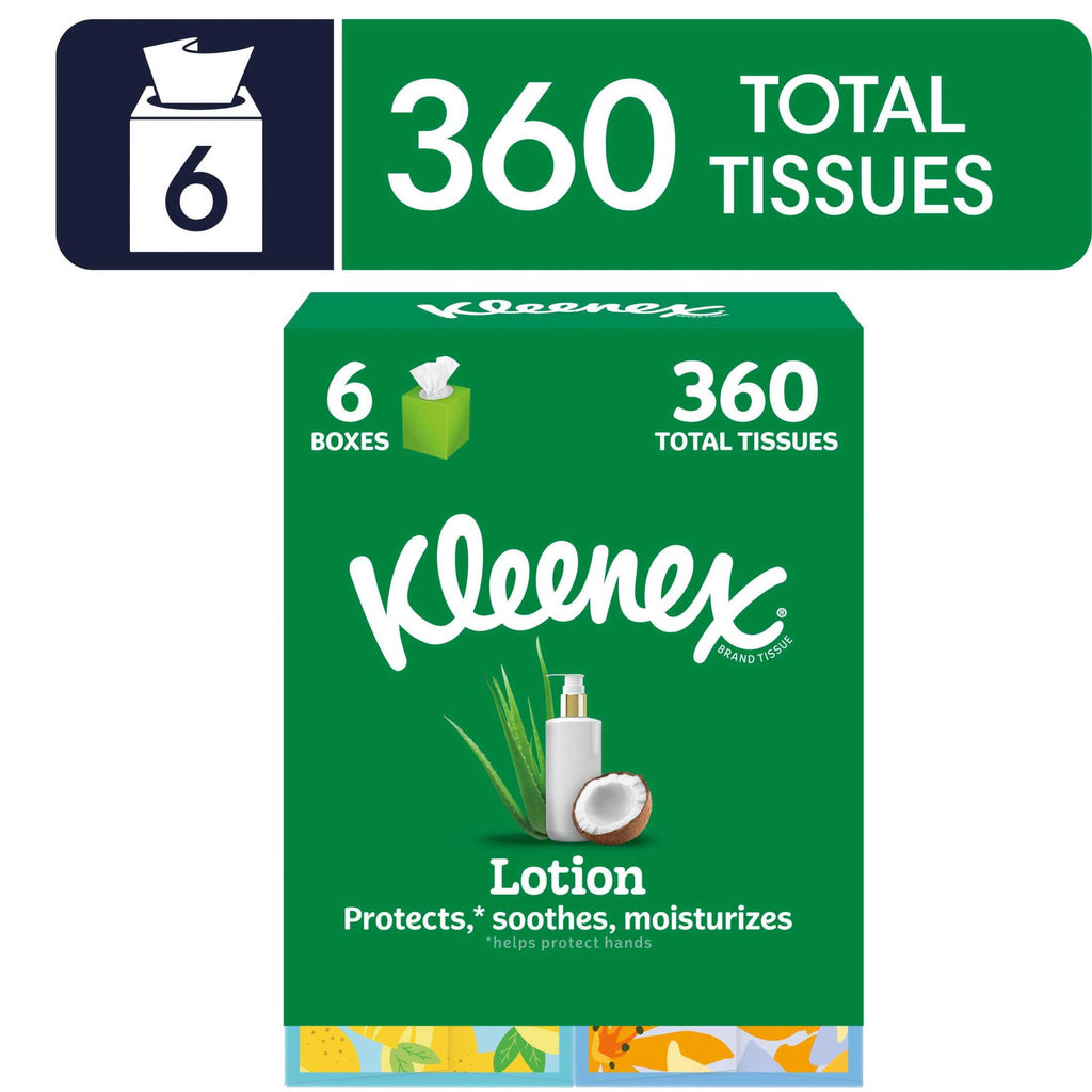 Kleenex Lotion Facial Tissues with Coconut Oil and Aloe, 3-Ply, 4 Pack, 240 Tissues