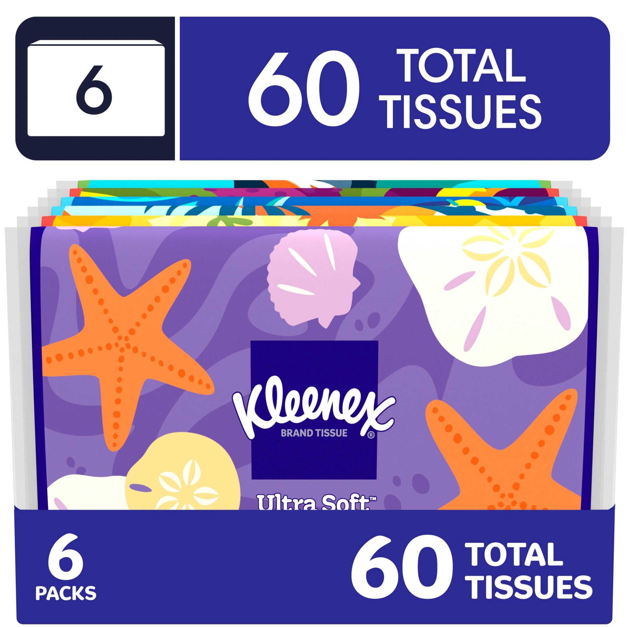 Kleenex Slim Wallet 3-Ply Facial Tissues, 6 Pack (60 Total Tissues)