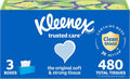 Kleenex Trusted Care Facial Tissues, 3 Flat Boxes, 160 Tissues per Box, 2-Ply (480 Total)