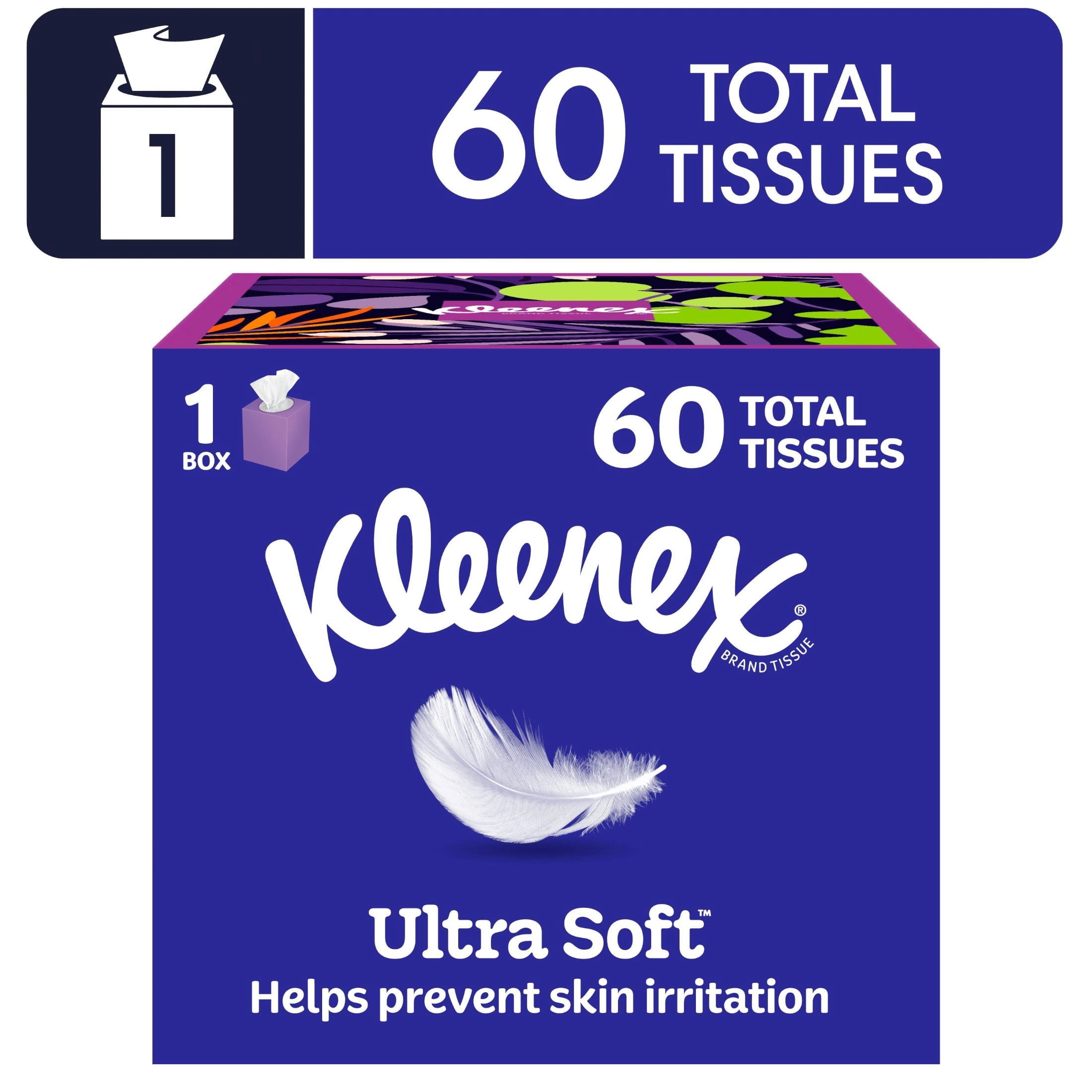 Kleenex Ultra Soft Facial Tissues, 4 Cube Boxes, 60 Tissues per Box, 3-Ply