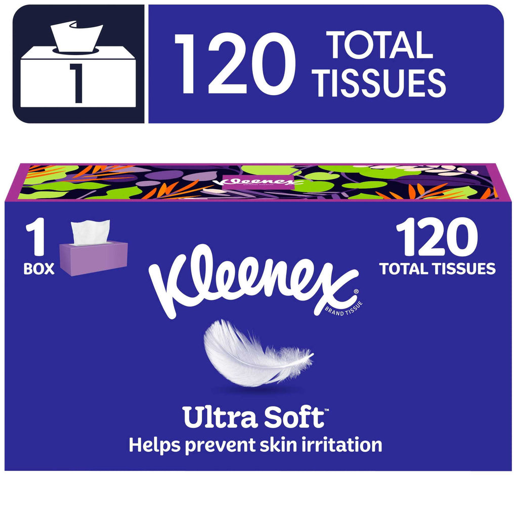 Kleenex Ultra Soft 3-Ply Flat Box Facial Tissues, 4 Pack (480 Total Tissues)