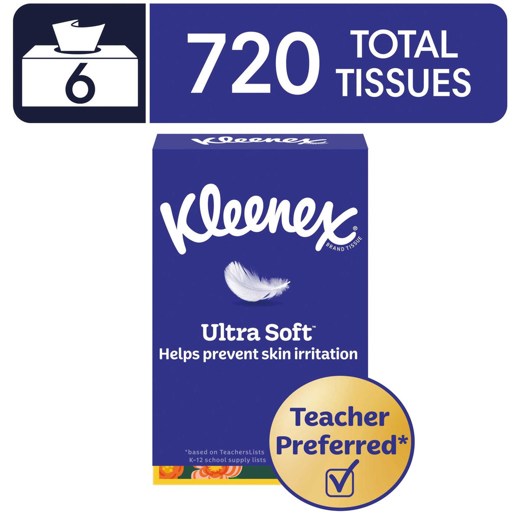 Kleenex Ultra Soft 3-Ply Flat Box Facial Tissues, 4 Pack (480 Total Tissues)