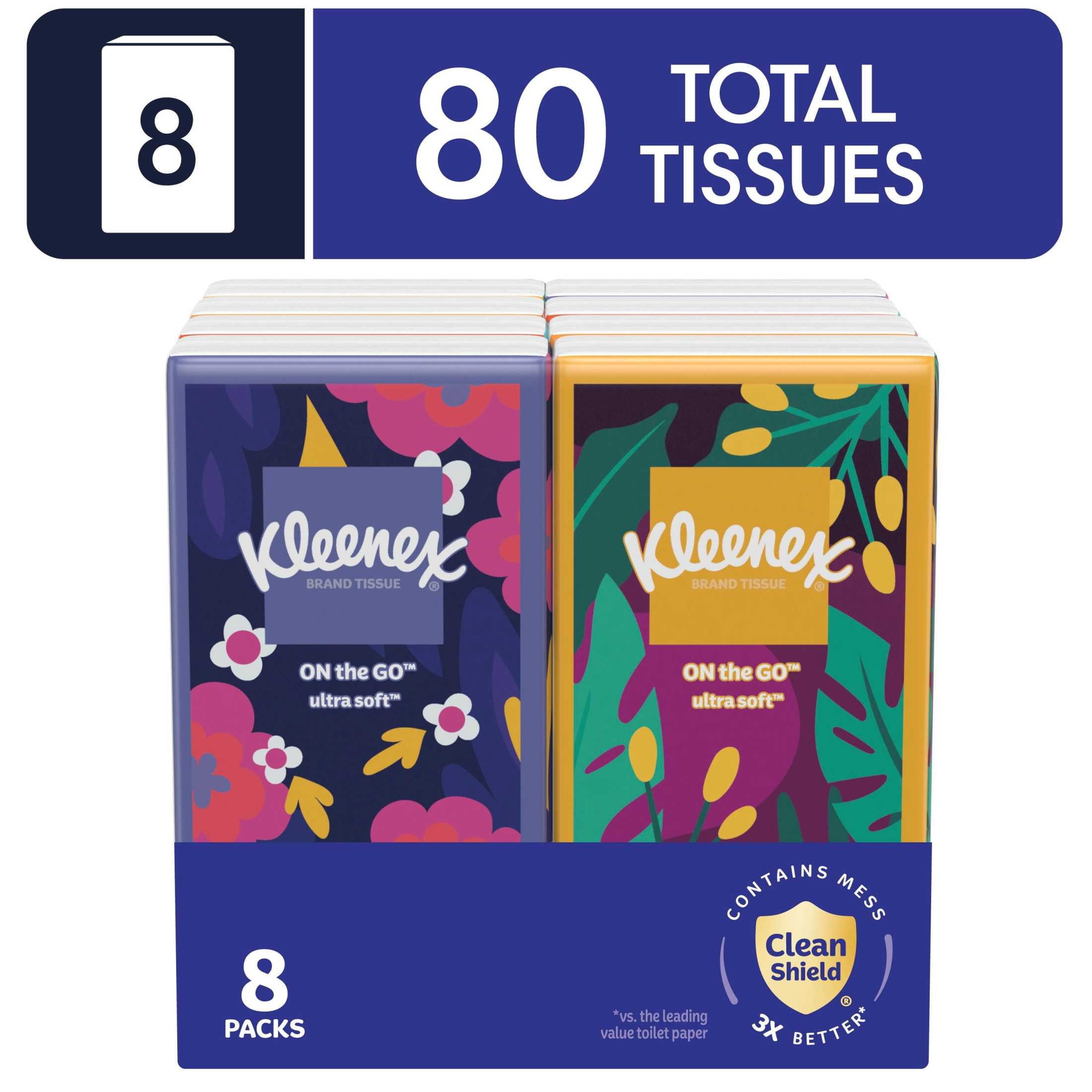 (9 pack) Kleenex On-The-Go Facial Tissues, 8 On-The-Go Packs, 10 Tissues per Pack, 3-Ply
