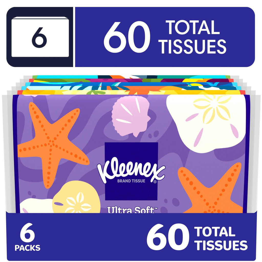 Kleenex Slim Wallet 3-Ply Facial Tissues, 6 Pack (60 Total Tissues)