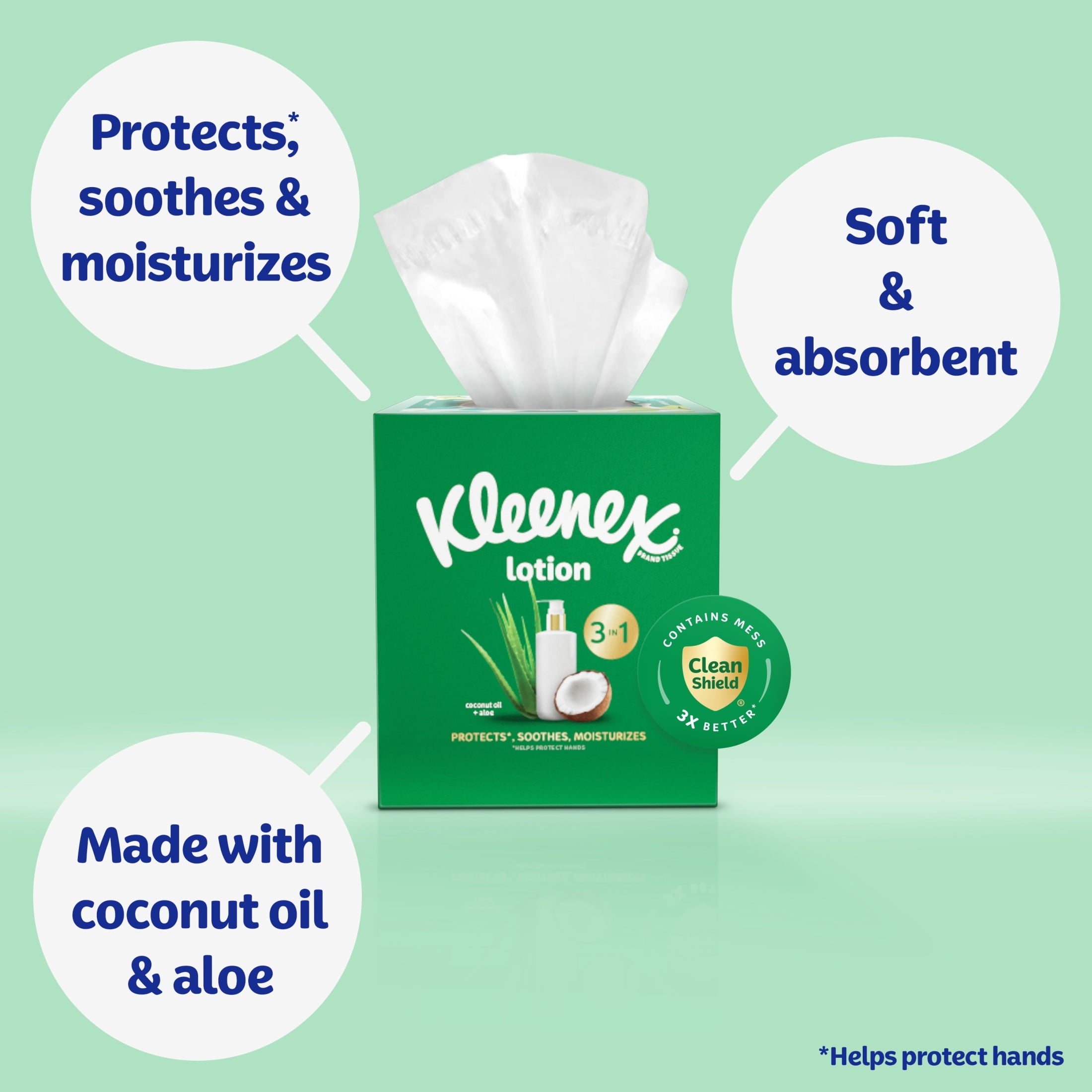 (8 pack) Kleenex Lotion Facial Tissues with Coconut Oil, 4 Cube Boxes, 60 Tissues per Box, 3-Ply