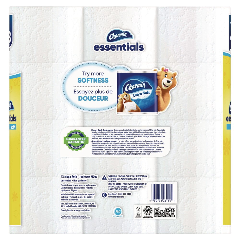 Essentials Soft 2-Ply Septic Safe Bathroom Tissue - White (4/Carton)