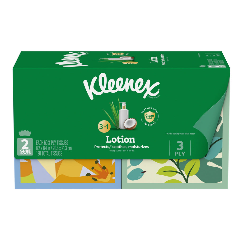 Kleenex Lotion Facial Tissues with Coconut Oil and Aloe, 3-Ply, 4 Pack, 240 Tissues